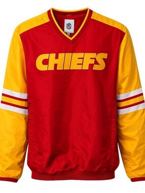 NWT NFL KC Chiefs Men’s Pullover Windbreaker Jacket XXL Red Yellow Mesh Lined